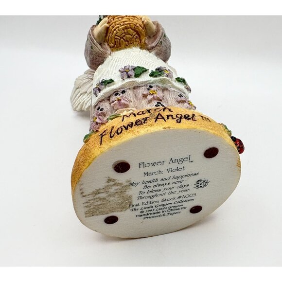 Linda Grayson March Flower Angel Figurine Violet Birthday Flower 1995 - Picture 7 of 10
